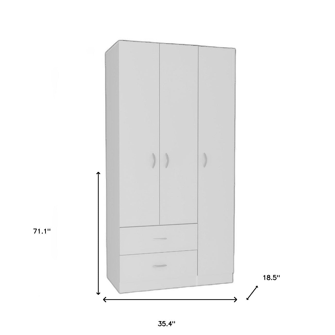 71" White Manufactured Wood Two Drawer Combo Dresser