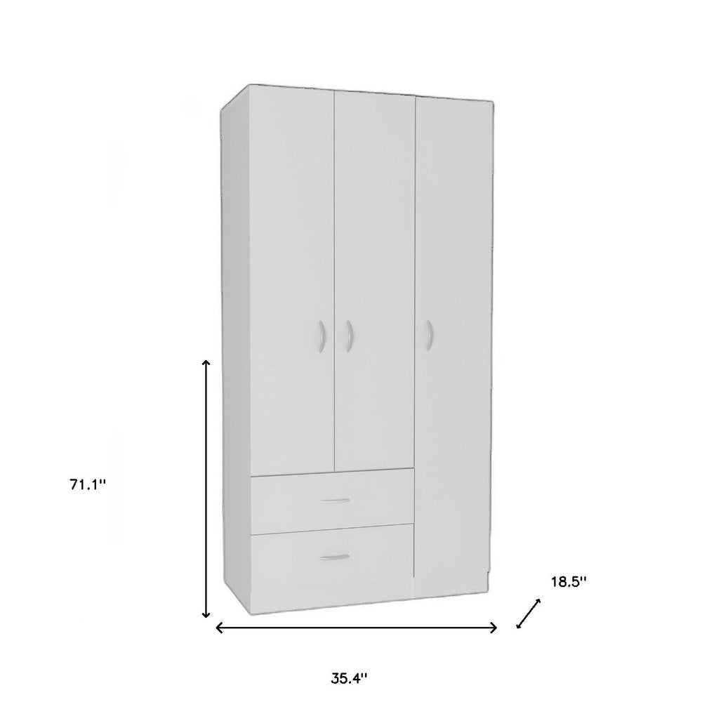 71" White Manufactured Wood Two Drawer Combo Dresser