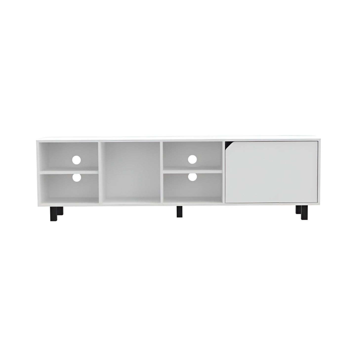 71" White Particle Board Open Shelving TV Stand