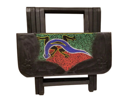 20" Dark Brown Solid Wood Nature Design Folding Portable End Table