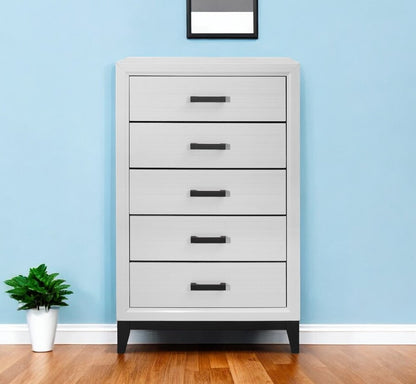 31" White Wood Five Drawer Dresser