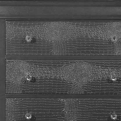 31" Gray Solid Wood Five Drawer Dresser