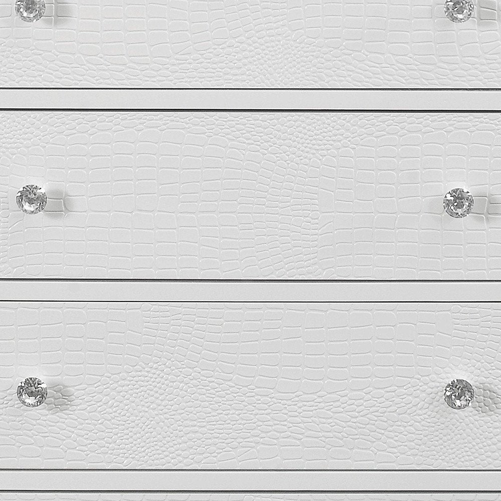 31" White Solid Wood Five Drawer Dresser