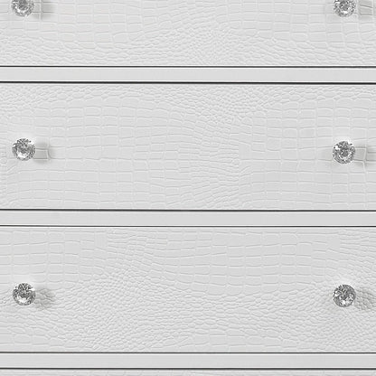 31" White Solid Wood Five Drawer Dresser