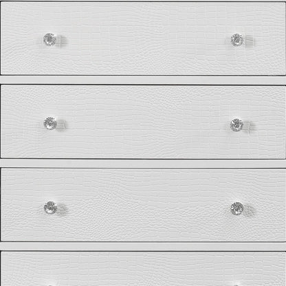 31" Metallic White Solid Wood Five Drawer Chest