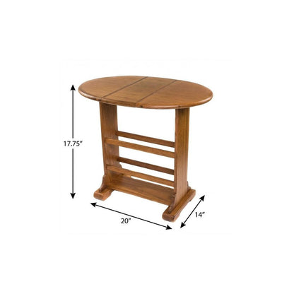 18" Brown Solid Wood Oval End Table