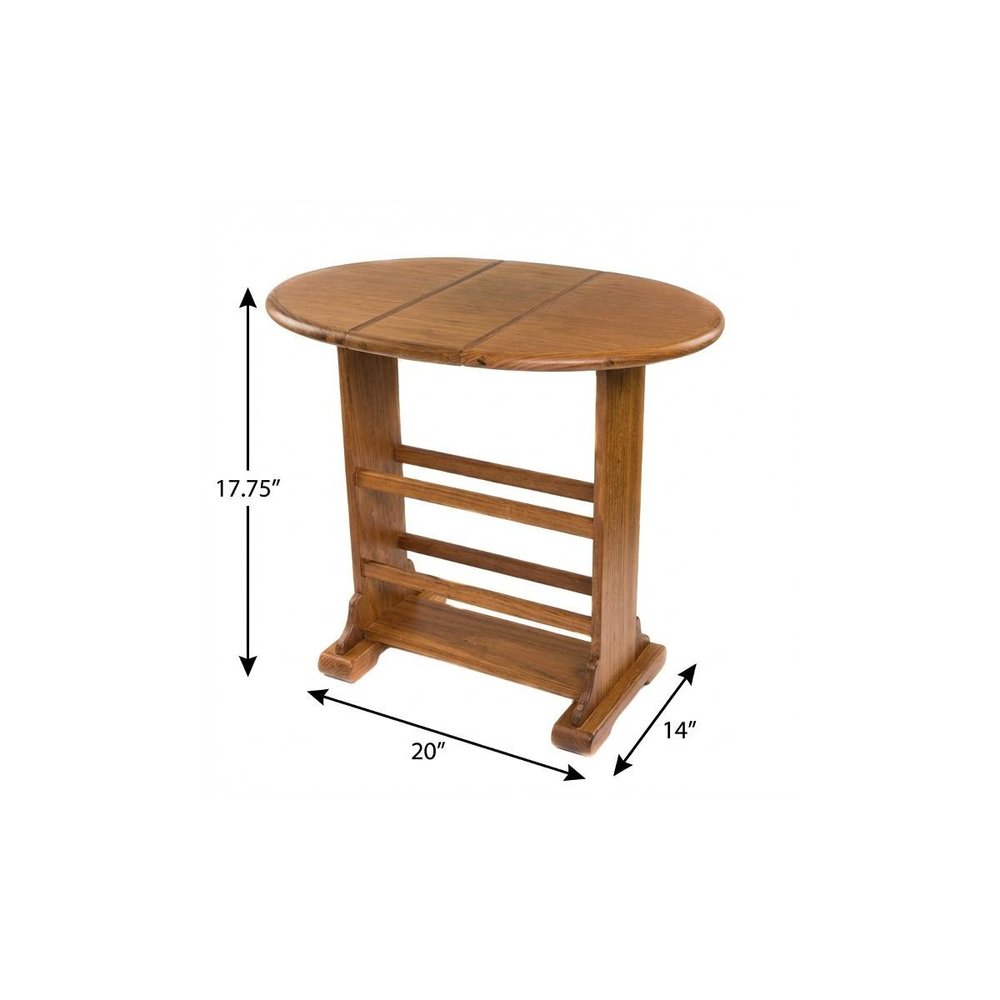 18" Brown Solid Wood Oval End Table