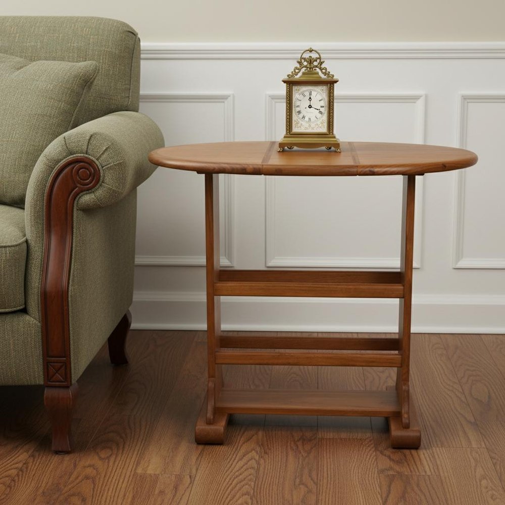 18" Brown Solid Wood Oval End Table