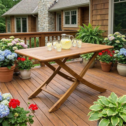 43" Brown Solid Wood Folding Outdoor Picnic Table