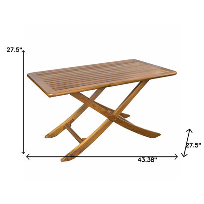 43" Brown Solid Wood Folding Outdoor Picnic Table