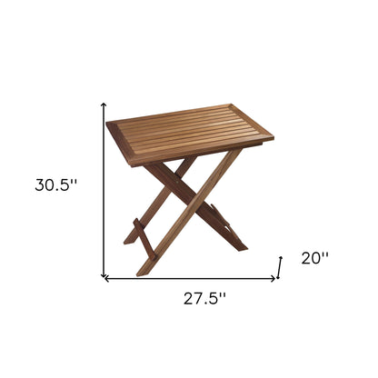 28" Brown Solid Wood Folding Outdoor Side Table