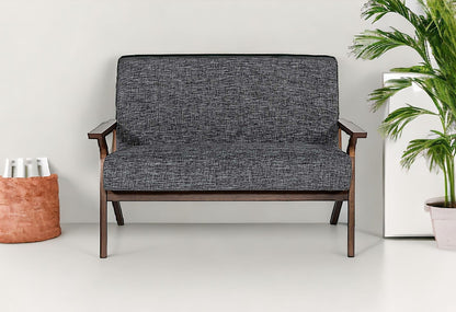 44" Gray And Brown Loveseat