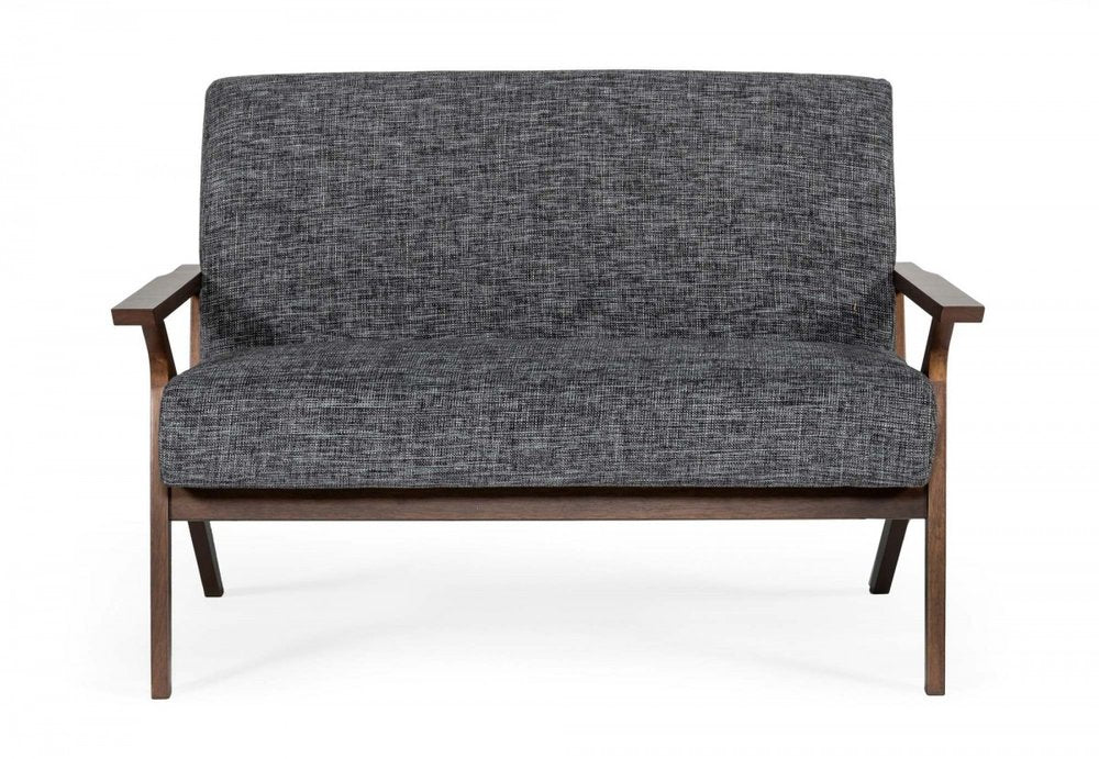 44" Gray And Brown Loveseat