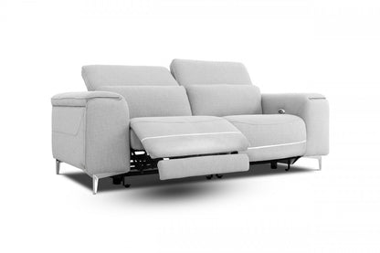 84" Gray And Silver Power Reclining Love Seat