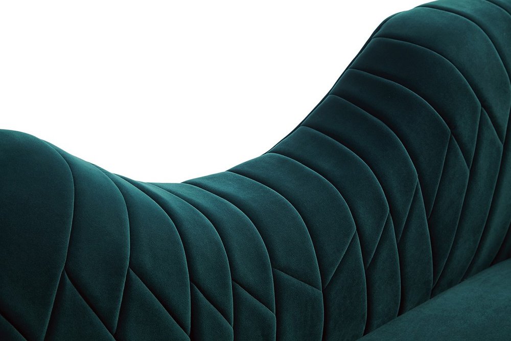 83" Green Velvet Curved Sofa With Gold Legs