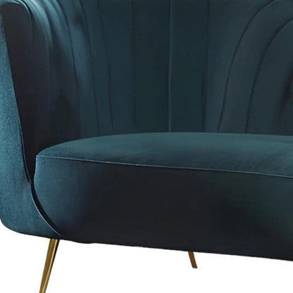 83" Green Velvet Curved Sofa With Gold Legs
