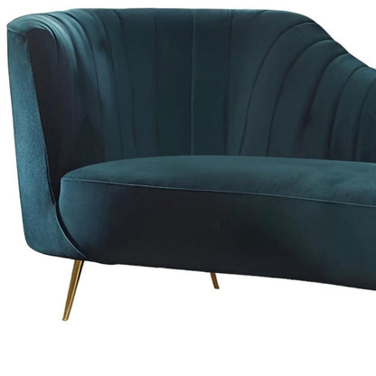 83" Green Velvet Curved Sofa With Gold Legs