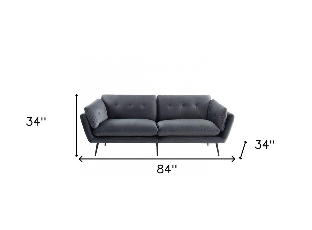84" Dark Gray Sofa With Black Legs