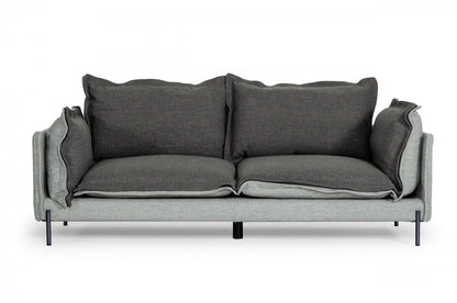 87" Dark Gray Polyester Blend Sofa With Silver Legs