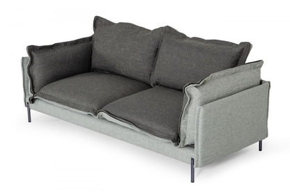 87" Dark Gray Polyester Blend Sofa With Silver Legs