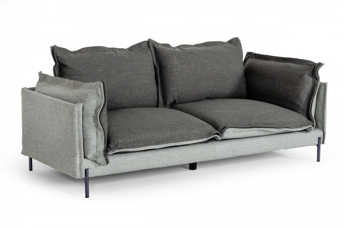 87" Dark Gray Polyester Blend Sofa With Silver Legs