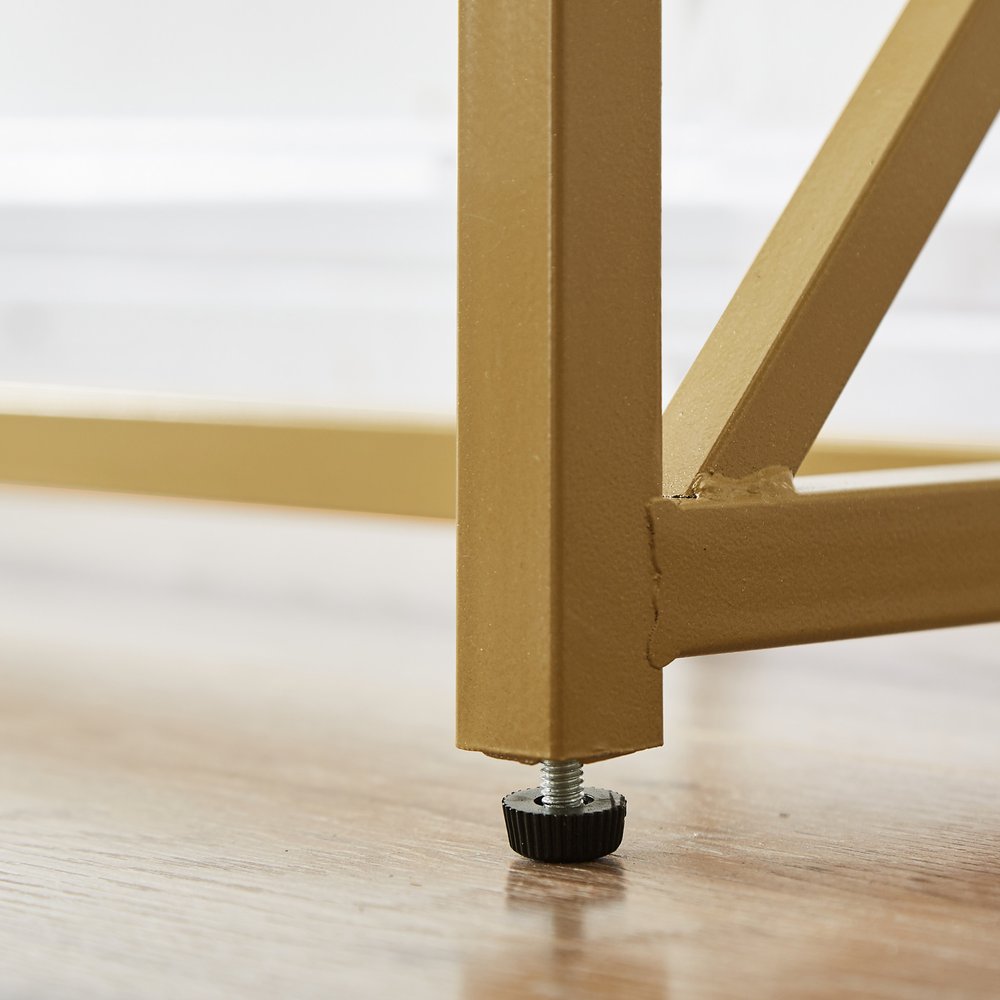 42" Clear and Gold Glass and Steel Frame Console Table