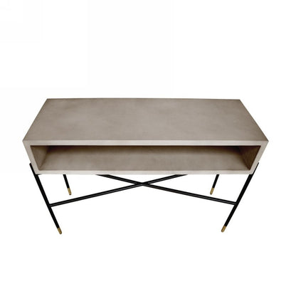 45" Gray and Black Concrete and Iron Console Table