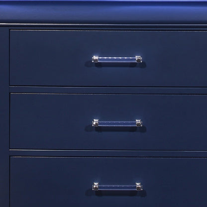 32" Blue Wood Lighted Five Drawer Dresser