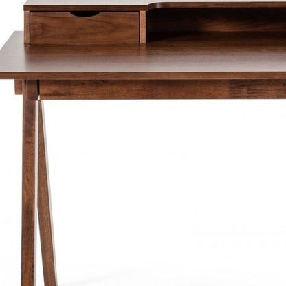 48" Walnut Manufactured Wood Rectangular Writing Desk With Two Drawers