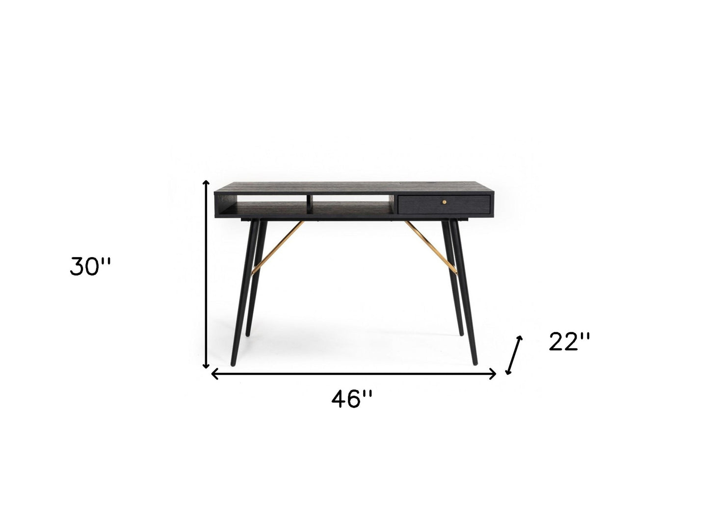 46" Black and Gold Writing Desk