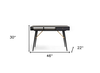 46" Black and Gold Writing Desk