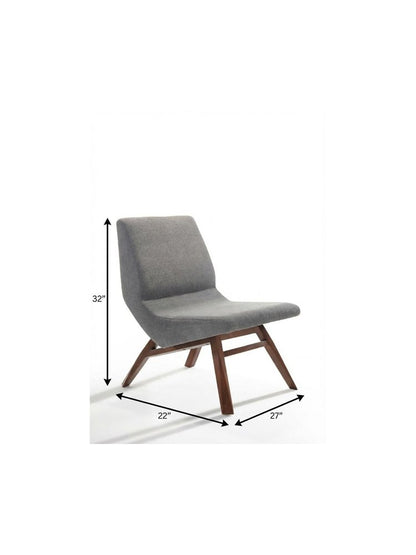 22" Gray And Brown Upholstered Lounge Chair With Ottoman