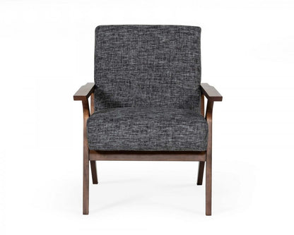 24" Gray And Brown Upholstered Arm Chair