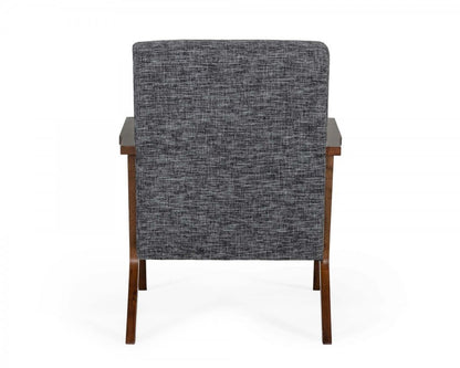 24" Gray And Brown Upholstered Arm Chair