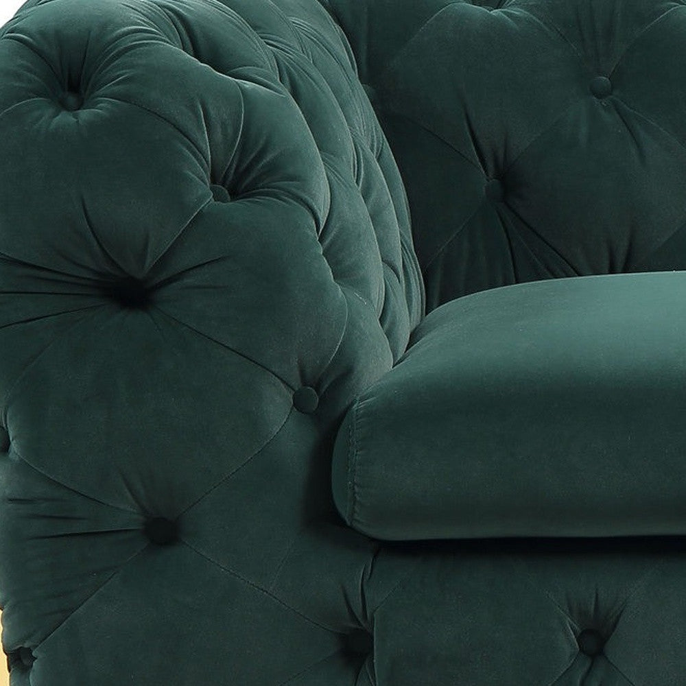 50" Green And Gold Velvet Tufted Club Chair