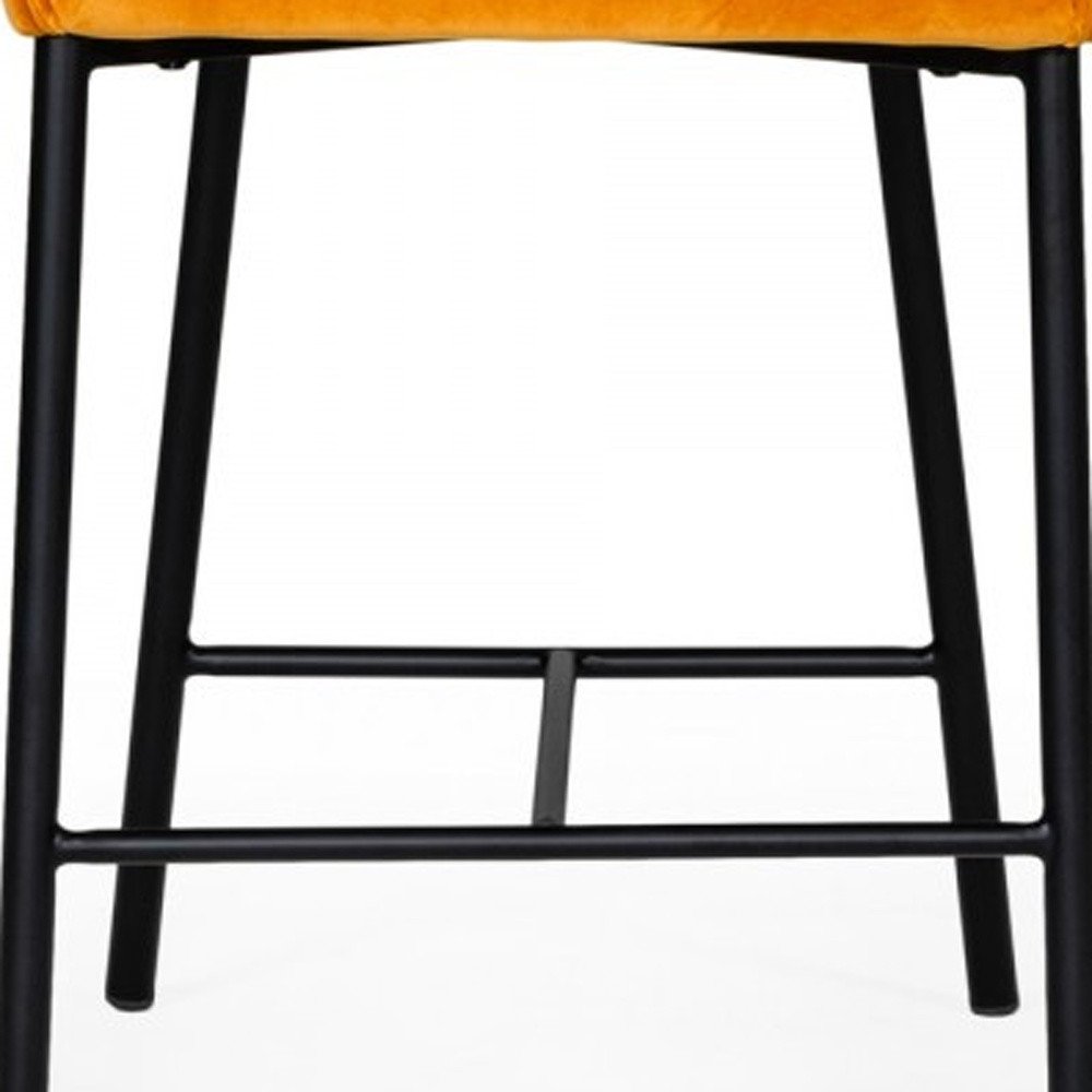 26" Yellow And Black Fabric And Iron Low Back Counter Height Bar Chair