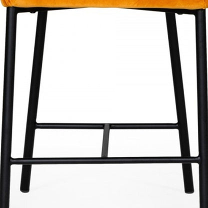 26" Yellow And Black Fabric And Iron Low Back Counter Height Bar Chair