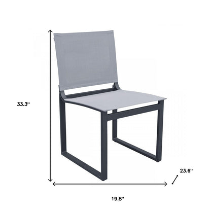 Set of Two 20" Gray and Black Aluminum Indoor Outdoor Dining Chair