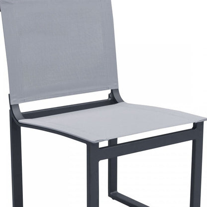 Set of Two 20" Gray and Black Aluminum Indoor Outdoor Dining Chair