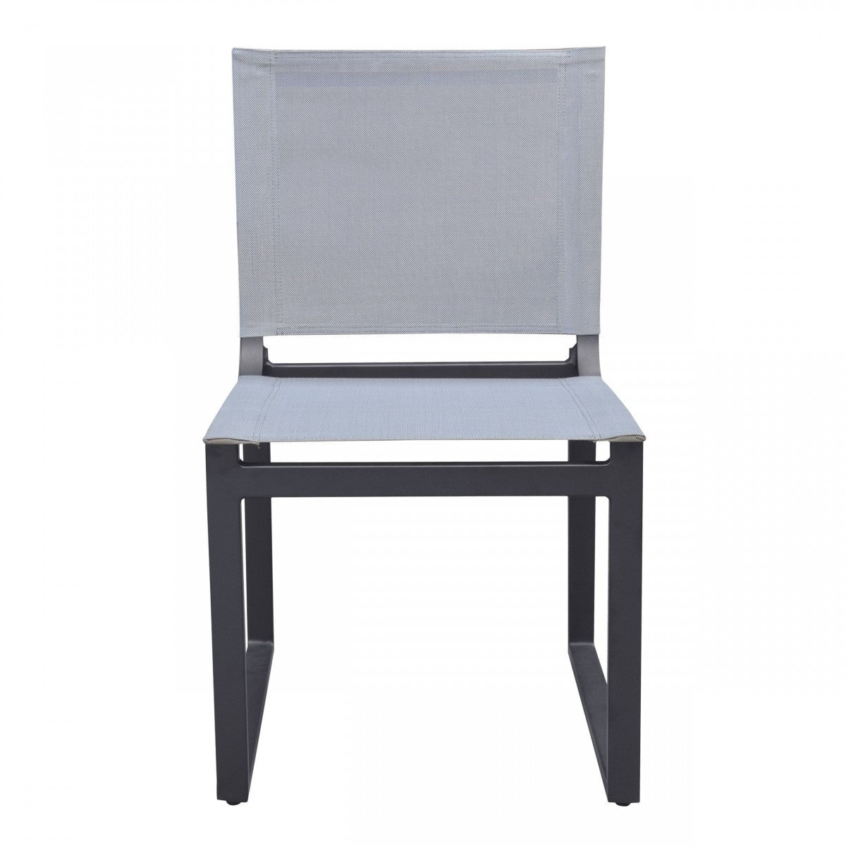 Set of Two 20" Gray and Black Aluminum Indoor Outdoor Dining Chair