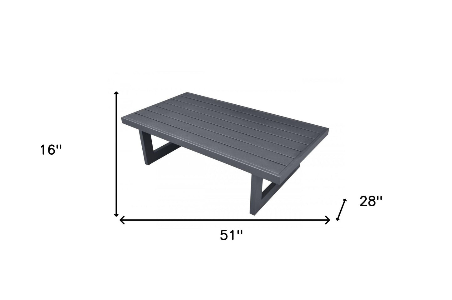 51" Charcoal Aluminum Outdoor Coffee Table