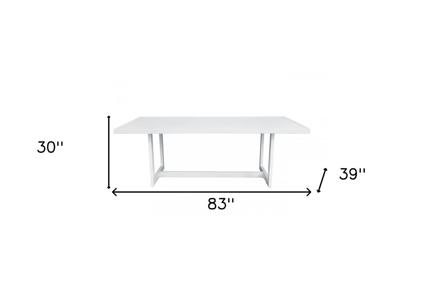 83" White Aluminum Outdoor Dining Table