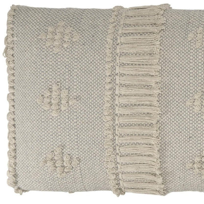 47" Cream And Black Leg Abstract Stripe and Dot Upholstery Bench