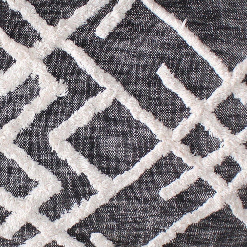 47" Gray White And Black Geometric Cotton And Solid Wood Upholstered Bench
