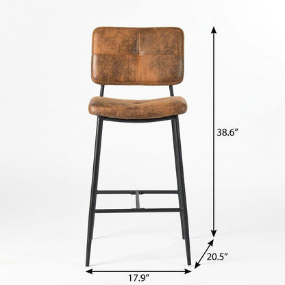 Set of Two 27" Brown And Black Steel Low Back Counter Height Bar Chairs