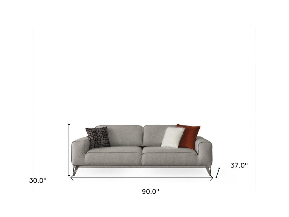 90" Light Gray Linen Sleeper Sofa With Toss Pillows