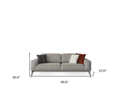 90" Light Gray Linen Sleeper Sofa With Toss Pillows