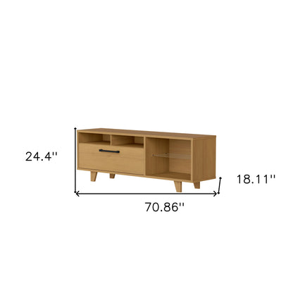 71" Brown Manufactured Wood Open Shelving TV Stand