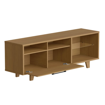 71" Brown Manufactured Wood Open Shelving TV Stand