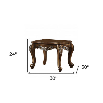 24" Antiqued Oak Manufactured Wood Scallop Square End Table